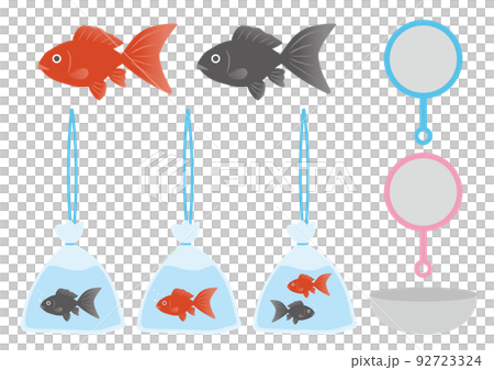 金魚すくい_祭り_イラスト_セット 92723324
