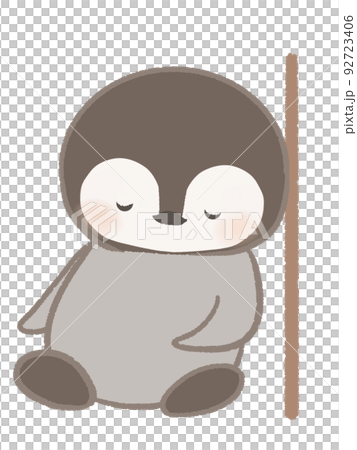 Illustration of a penguin sitting and sleeping 92723406