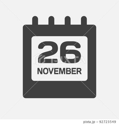 Icon day date 26 November, template calendar page 92723549