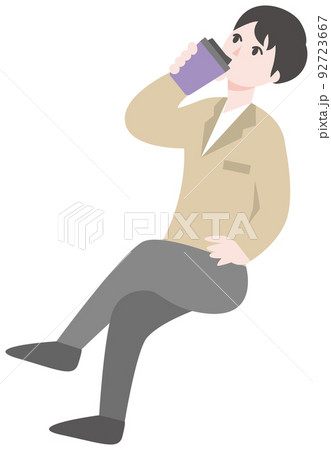 休憩をする人物のビジネスイラスト 休憩をする人物のビジネスイラスト 92723667