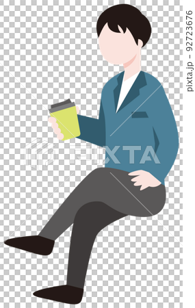 休憩をする人物のビジネスイラスト 休憩をする人物のビジネスイラスト 92723676