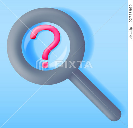 3D Magnifying Glass and Question Mark Isolated 3D Magnifying Glass and Question Mark Isolated 92723969