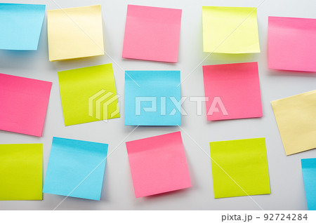 blank Sticker notes on the white background. Mockup sticky Note Paper. empty sheets for notes on a white bulletin board blank Sticker notes on the white background. Mockup sticky Note Paper. empty sheets for notes on a white bulletin board 92724284