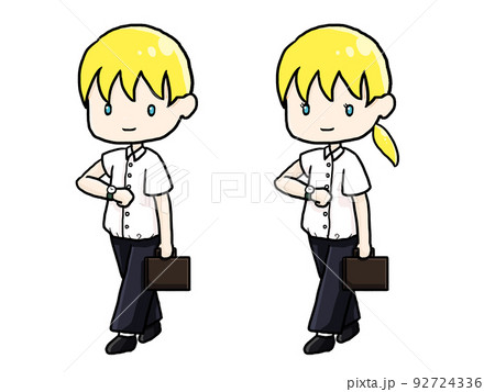 鞄を持って歩く働く白人男女のイラスト 鞄を持って歩く働く白人男女のイラスト 92724336