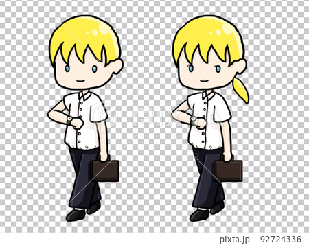 鞄を持って歩く働く白人男女のイラスト 鞄を持って歩く働く白人男女のイラスト 92724336