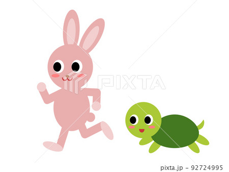 ウサギとカメ イラスト: スタート 92724995