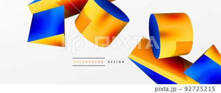 Vector 3d abstract background. Shapes 3d triangle and cylinder. Trendy techno business template for wallpaper, banner, background or landing 92725215