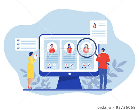 KYC or know your customer with business verifying the identity of its clients concept at the partners-to-be through a magnifying glass on laptop vector illustrator 92726068