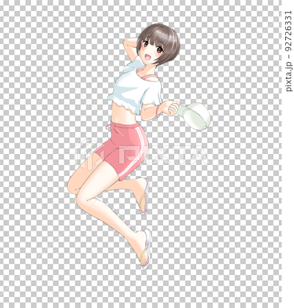 【自然な髪色】スポーティーな夏服ではしゃぐピンク担当ショートカットの女の子 【自然な髪色】スポーティーな夏服ではしゃぐピンク担当ショートカットの女の子 92726331