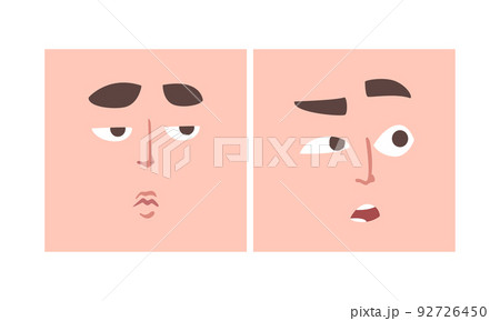 Face Expression and Emotion with Eyebrow and Mouth Grimace in Square Shape Vector Set Face Expression and Emotion with Eyebrow and Mouth Grimace in Square Shape Vector Set 92726450