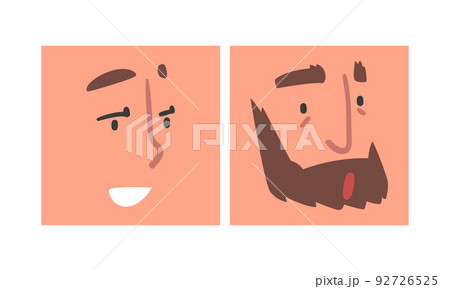 Face Expression and Emotion with Eyebrow and Mouth Grimace in Square Shape Vector Set Face Expression and Emotion with Eyebrow and Mouth Grimace in Square Shape Vector Set 92726525