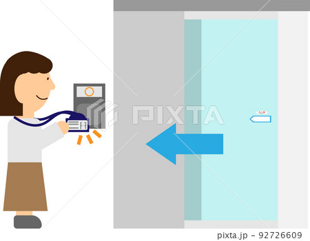社員証で扉を開閉するイメージのイラスト 92726609