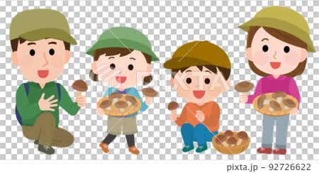 きのこ狩りをする家族 イラスト きのこ狩りをする家族 イラスト 92726622