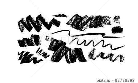 Wide charcoal vector strokes and curly lines. Wide charcoal vector strokes and curly lines. 92728598