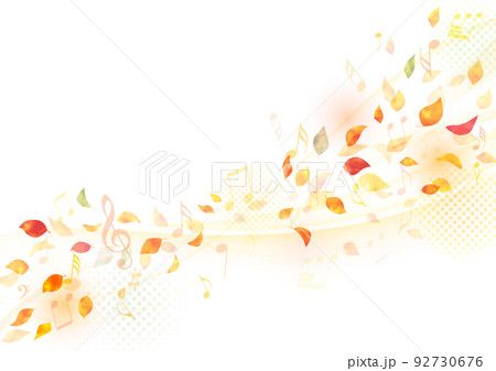 手描き、水彩、秋の音符フレームデザイン 手描き、水彩、秋の音符フレームデザイン 92730676