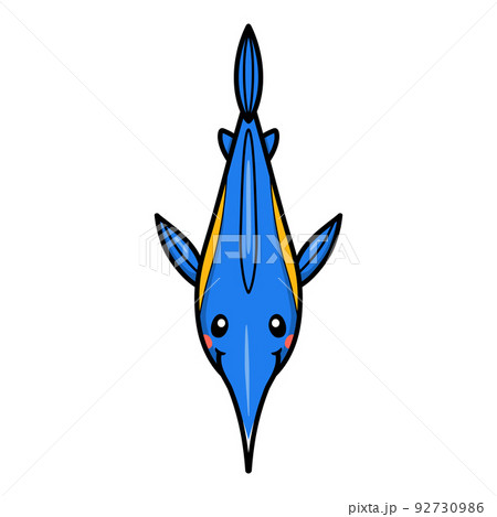 Cute little marlin cartoon swimming Cute little marlin cartoon swimming 92730986