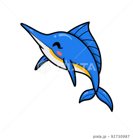Cute little marlin cartoon swimming Cute little marlin cartoon swimming 92730987