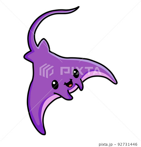 Cute little purple stingray cartoon swimming Cute little purple stingray cartoon swimming 92731446