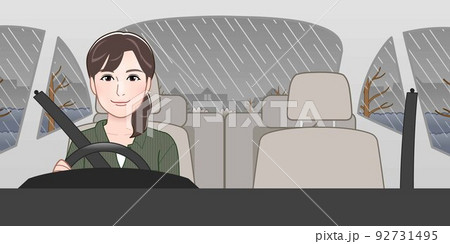 一人で車に乗っている女性 一人で車に乗っている女性 92731495