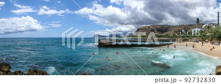 summer seascape from Electric Beach on the west coast of Oahu Island, Hawaii 92732830
