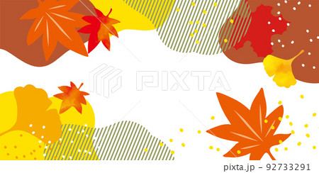秋の紅葉　色々な葉　背景イラスト 92733291