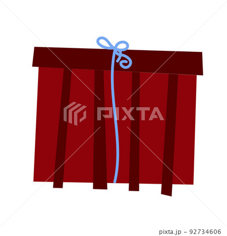 Cartoon Christmas gift. Red color striped present 92734606