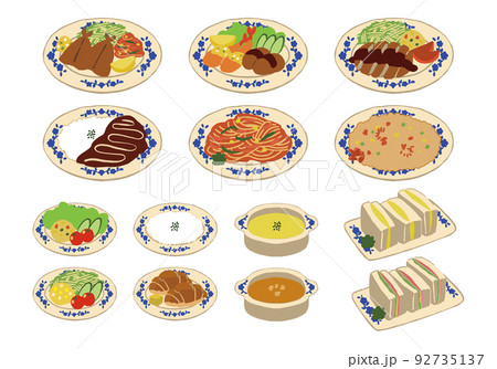 いろんな洋食のイラスト素材セット いろんな洋食のイラスト素材セット 92735137