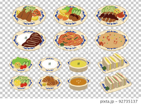 Various western food illustration material set 92735137