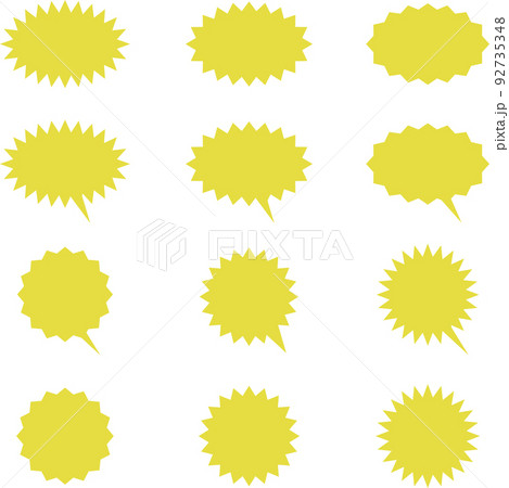 ギザギザのポップな爆弾セットイラスト ギザギザのポップな爆弾セットイラスト 92735348