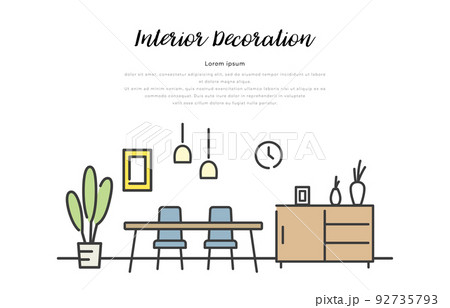 ベクターイラスト素材：室内のインテリアデザイン 92735793