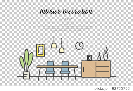 ベクターイラスト素材：室内のインテリアデザイン 92735793