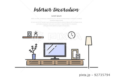 ベクターイラスト素材：室内のインテリアデザイン 92735794