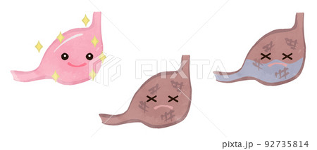 かわいい 胃のキャラのイラストセット かわいい 胃のキャラのイラストセット 92735814