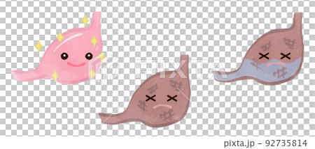 かわいい 胃のキャラのイラストセット かわいい 胃のキャラのイラストセット 92735814