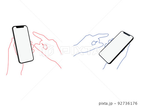 スマートフォンを操作する手 92736176