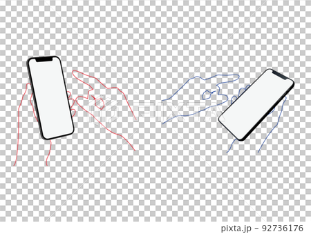 スマートフォンを操作する手 92736176
