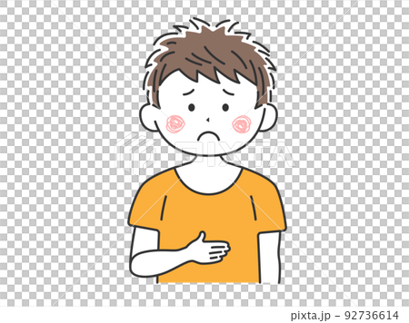 一個男人腹痛捂著肚子的插圖 92736614