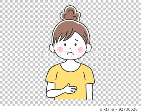 一個女人抱著她的胃腹痛的插圖 92736620