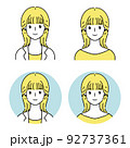 シンプルな正面向きのミディアムヘアの女性 92737361