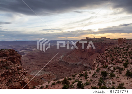Scenic American Landscape and Red Rock Mountains in Desert Canyon 92737773