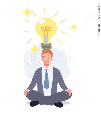smart Businessman thinking during meditation,got an idea. flat vector cartoon illustration 92737841