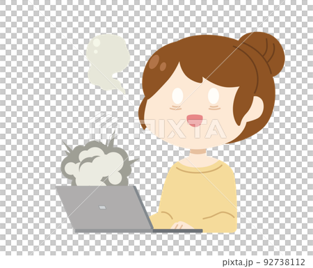 A woman who is absent-minded after her computer crashes 92738112