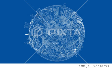 3d city sphere. Vector rendering of 3d 3d city sphere. Vector rendering of 3d 92738794