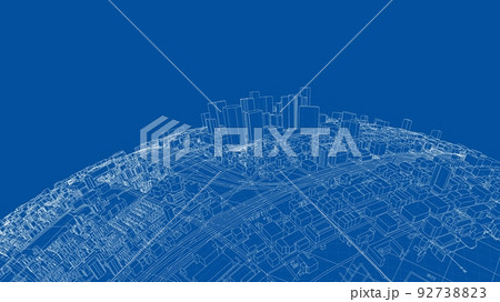 3d city sphere. Vector rendering of 3d 3d city sphere. Vector rendering of 3d 92738823