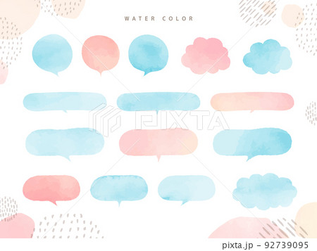 夏 blue 水彩 吹き出し フレーム water color 92739095