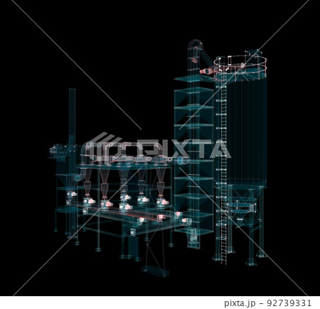 Particle hologram industrial equipment, valves, pipes and sensors Particle hologram industrial equipment, valves, pipes and sensors 92739331