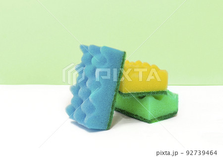 Stack dish washing sponges green hi-res stock photography and