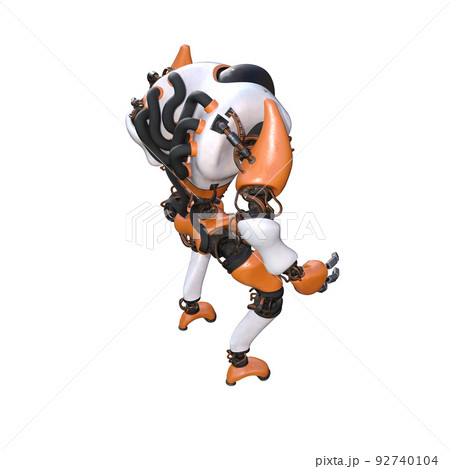 Cartoon character roboter isolated on white background. Character for collages, Clipart, photobashing. 3d rendering illustration. Cartoon character roboter isolated on white background. Character for collages, Clipart, photobashing. 3d rendering illustration. 92740104