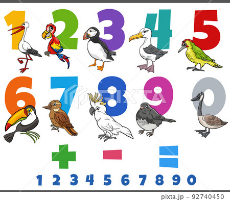 educational numbers set with cartoon birds animal character educational numbers set with cartoon birds animal character 92740450