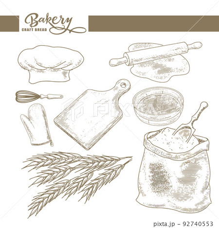 A set of grunge illustrations of bread. A set of grunge illustrations of bread. 92740553